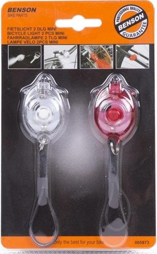 Enzo Benson led fietslampset met elastiek mini 2 delig rood wit - 5700335