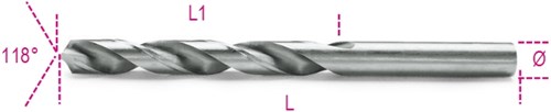 Beta spiraalboren, korte uitvoering hss volledig geslepen glimmende afwerking 412 6,00 - 004120100