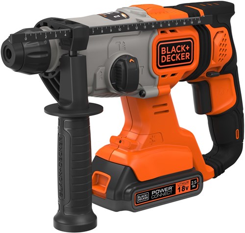 Black+Decker bcd900e2k 18v 2x2.5ah 1.2j sds+ boorhamer | 2x 18v 2.5ah accu's + 1a lader | in koffer - bcd900e2k-qw