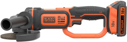 Black+Decker bcg720m1 18v 4.0ah haakse slijper | 125mm beschermkap | 1x 18v 4.0ah accu + 1a snellader | softbag | zijhandgreep - bcg720m1-qw