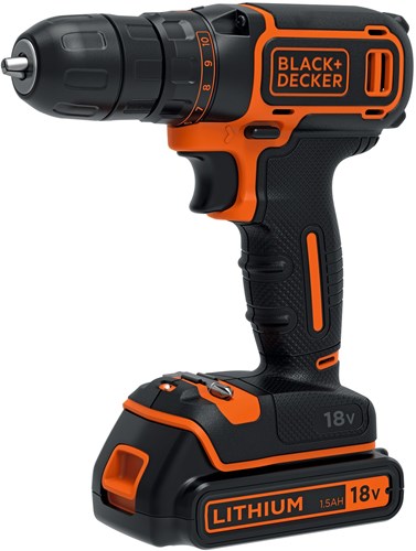 Black+Decker bdcdc18 18v 1.5ah schroefboor - 1 snelh | 1x 18v 1.5ah accu + 200ma lader - bdcdc18-qw