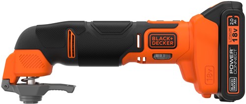 Black+Decker bdcos18d1k 18v 2.0ah oscillerende multitool in koffer | 1 18v 2.0ah accu + 1a lader | in koffer | 20 accessoires - bdcos18d1k-qw