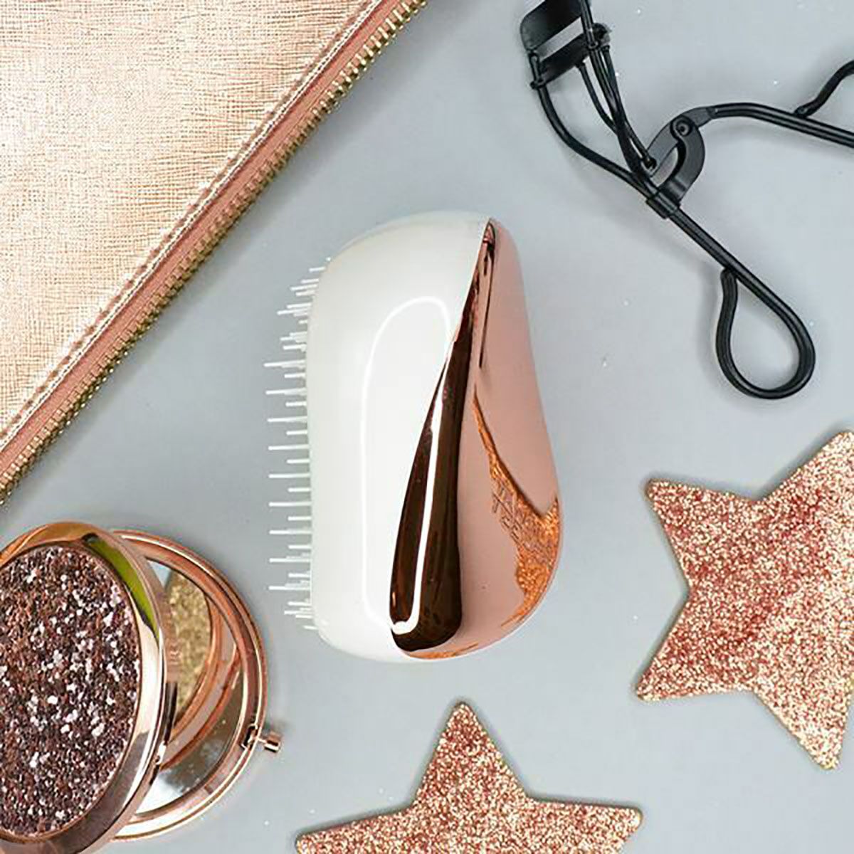 Tangle Teezer compact styler rose gold cream