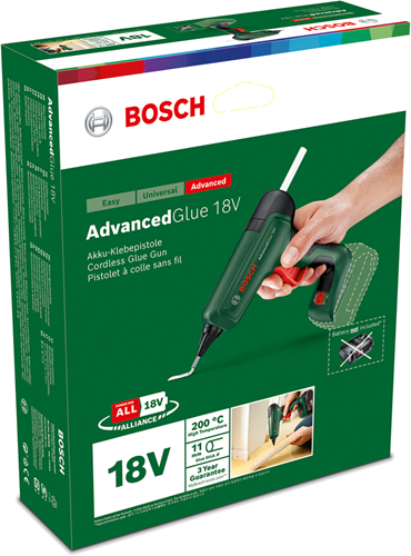 Bosch Groen advanced glue 18v accu lijmpistool | 11 mm | 45 - 300 mm | 200 °c | zonder accu's en lader