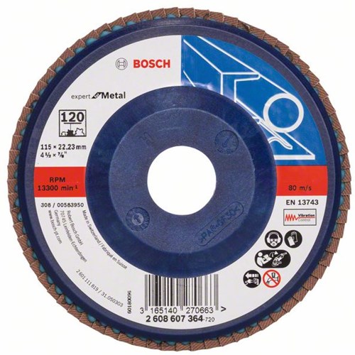 Bosch Accessoires 1 lamellenschijf 115 , expert for metal recht, kunststof, 120 - 2608607364