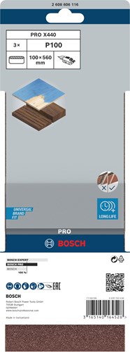 Bosch Accessoires 3 banden 100x560 x440, best for wood+paint , k100 - 2608606116