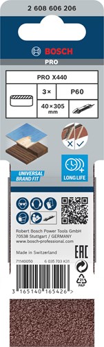Bosch Accessoires 3 banden 40x305 x440, best for wood+paint , k60 - 2608606206