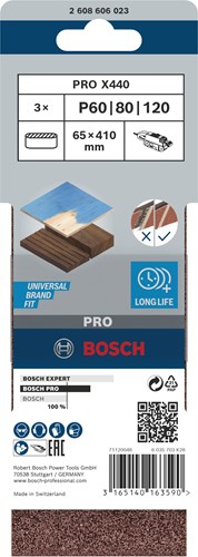 Bosch Accessoires 3 banden 65x410 x440, best for wood+paint , set - 2608606023
