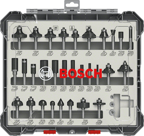Bosch Accessoires 30-delige gemengde freesset - schachtdiameter 6 mm - 2607017474