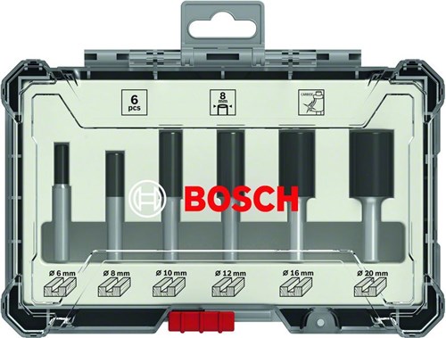 Bosch Accessoires 6-delige rechte freesset - schachtdiameter 8 mm - 2607017466