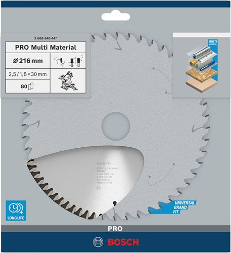 Bosch Accessoires cirkelzaagblad multi material 216 x 30 x 2,5 mm, 80 1st - 2608640447