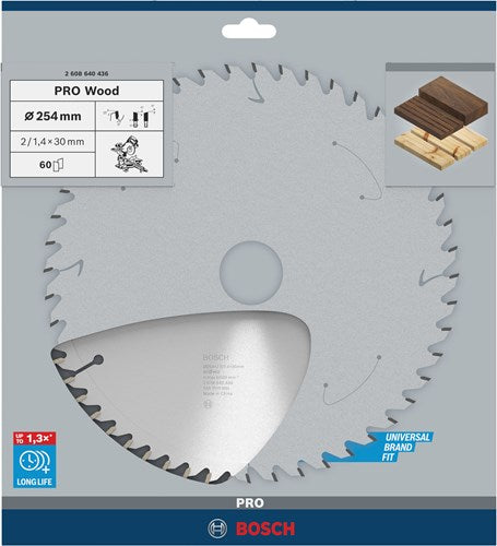 Bosch Accessoires Bosch pro wood cirkelzaagblad, 254 x 2 x 30 mm