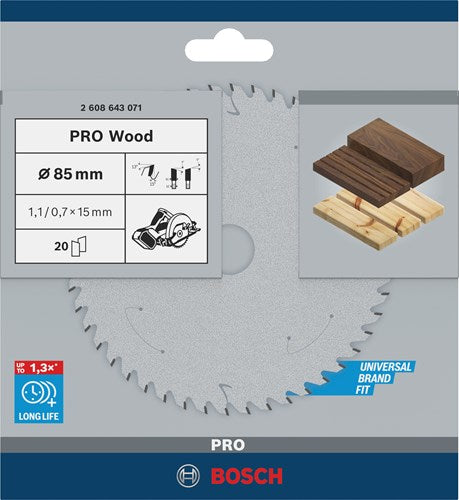 Bosch Accessoires cirkelzaagblad standard for wood 85mm | voor gks 10,8 - 2608643071