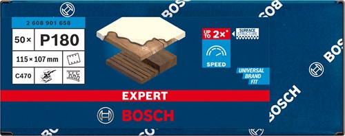 Bosch Accessoires expert c470 schuurpapier 115 x 107 mm, k 180, 50-delig - 2608901658