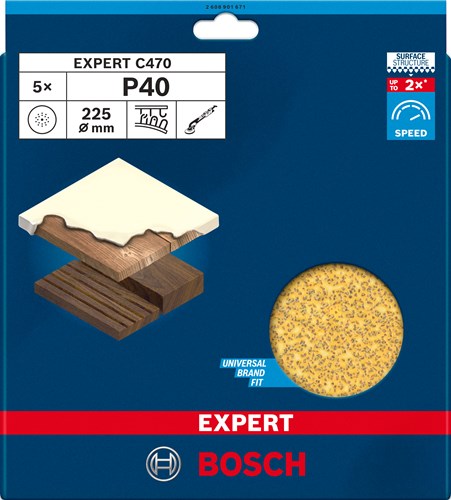 Bosch Accessoires expert c470 schuurpapier 225 mm, k 40, 5-delig - 2608901671