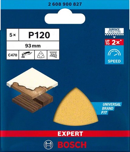 Bosch Accessoires expert c470 schuurpapier voor deltaschuurmachines 93 mm, k120 - 5 stuk(s) - 2608900827