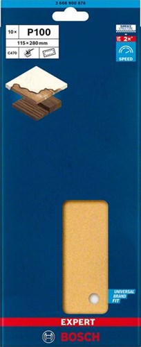 Bosch Accessoires expert c470 schuurpapier voor vlakschuurmachines 115 x 280 mm, k100 10-delig - 2608900876
