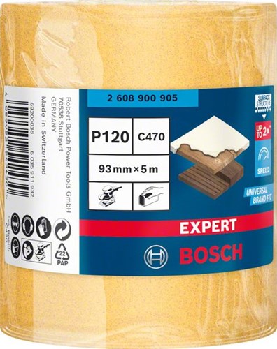 Bosch Accessoires expert c470 schuurpapierrol voor handmatig schuren 93 mm, 5 m, k120 - 1 stuk(s) - 2608900905