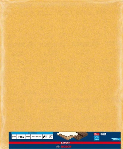 Bosch Accessoires expert c470 schuurpapiervel voor handmatig schuren 230 x 280 mm, k150 - 50 stuk(s) - 2608900962