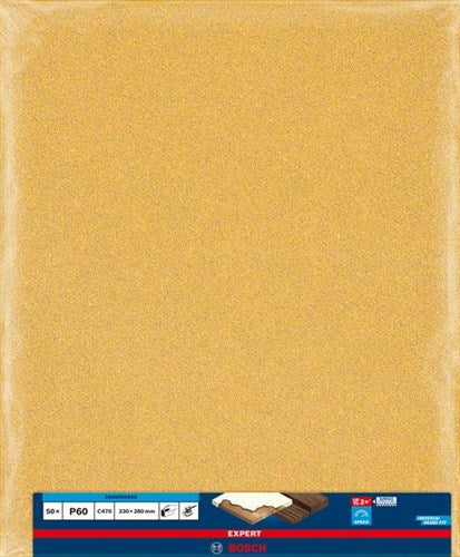 Bosch Accessoires expert c470 schuurpapiervel voor handmatig schuren 230 x 280 mm, k60 - 50 stuk(s) - 2608900958