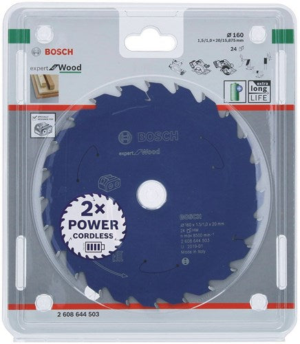 Bosch Accessoires expert for wood cirkelzaagblad voor accuzagen 160x1,5 1x20 t24 - 1 stuk(s) - 2608644503 - 2608644503
