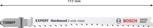 Bosch Accessoires expert ‘hardwood 2-side clean’ t 308 bfp decoupeerzaagblad 3-delig - 1 stuk(s) - 2608900547