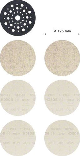 Bosch Accessoires expert m480 schuurnetset 125 mm 7-delig - 1 stuk(s) - 2608901202