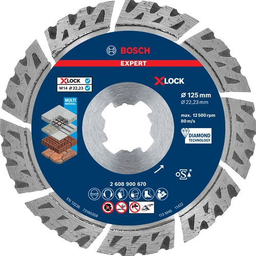 Bosch Accessoires expert multimaterial x-lock diamantdoorslijpschijf 125 x 22,23 x 2,4 x 12 mm - 1 stuk(s) - 2608900670