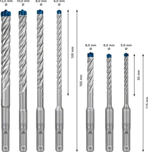 Bosch Accessoires expert sds plus-7x hamerboor 5 6 6 8 8 10 12 mm 7-delig - 1 stuk(s) - 2608900195