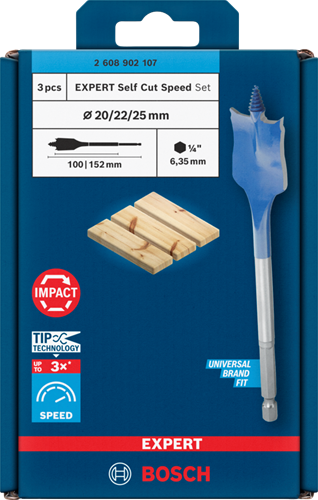 Bosch Blauw Bosch accessoires expert speedborenset self cut speed| 3-delig | 20, 22, 25 mm - 2608902107