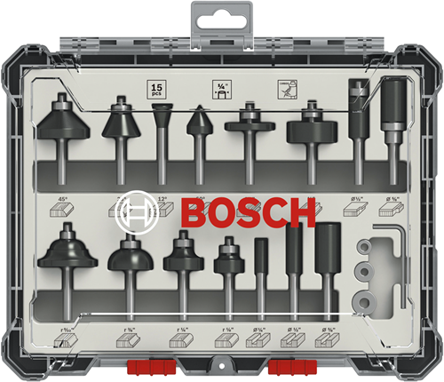 Bosch Accessoires frezenset gemixt | 1 4 | 15-delig - 2607017473