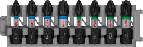 Bosch Accessoires impact 8 delige bitset - ph1 ph2 ph3 pz2 pz3 - impact control - 2608522323