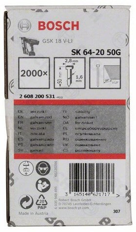 Bosch Accessoires nagel met verzonken kop sk64 20 50g - 2608200531