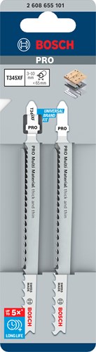 Bosch Accessoires pro multi material thick and thin t345xf decoupeerzaagblad. 132 mm | 2-delig - 2608655101