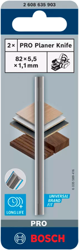 Bosch Accessoires pro schaafmes hm, 82 x 5,5 x 1,1 mm, 2x voor bosch schaafmachines gho en pho | 2608635350 - 2608635903