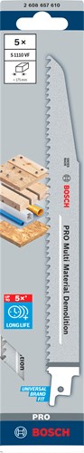 Bosch Accessoires reciprozaagblad s 1110 vf heavy for wood and metal 5st - 2608657610