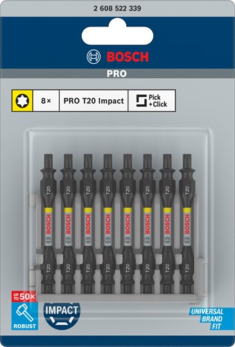 Bosch Accessoires schroefbit tweezijdig impact control t20, 65 mm 8x - 2608522339
