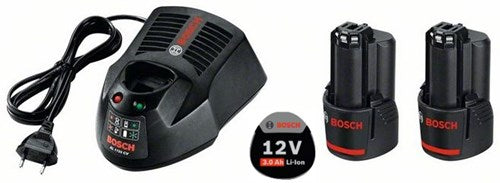 Bosch Blauw 12v starterset met 2 accu's van 3.0ah + lader al1230cv - 1600a00x7e