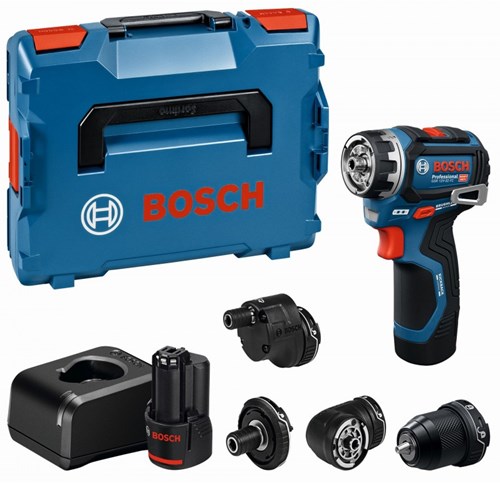 Bosch Blauw gsr 12v-32 fc professional accuschroefboormachine - flexiclick | 2 x 2,0 ah accu's | + opzetstukken - 06019n7101