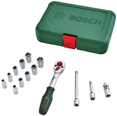 Bosch Groen 1 4 ratelset 14-stuks - 1600a02by0