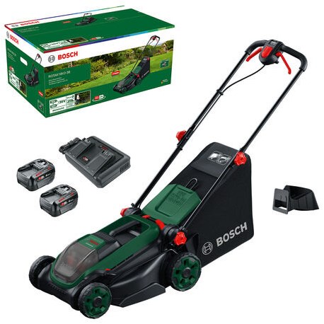 Bosch Groen accumaaier rotak 18v2-38 | incl. 2 x 18 v li-ion accu (4,0 ah) + al 2x18v-88 lader + mulchplug - 06008b9m00