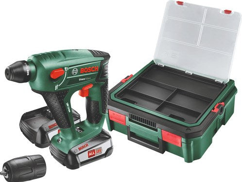 Bosch Groen uneo maxx sbx - accu boorhamer | 18v | 2 x 1.5 ah accu + lader | in koffer - 060395230k