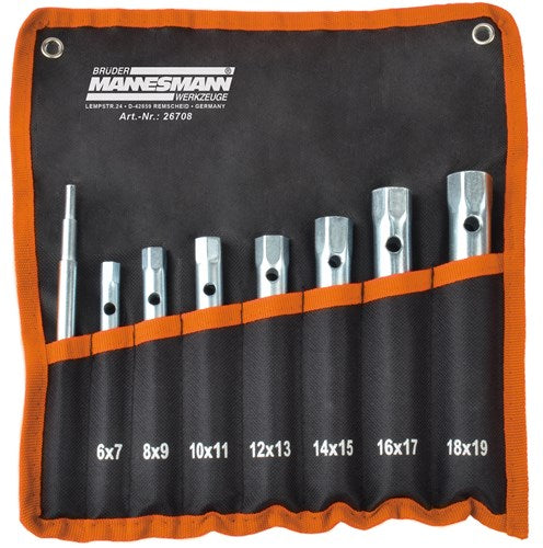 Brüder Mannesmann pijpsleutelset 8dlg in etui (hobby) - 26708