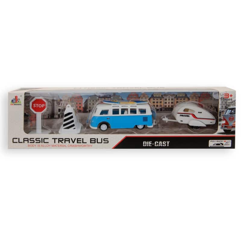 Jonotoys Travel bus met caravan speelset