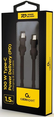 Enzo Cablexpert usb-c - usb-c laadkabel | 1,5m | zwart | max 100w - 9530165