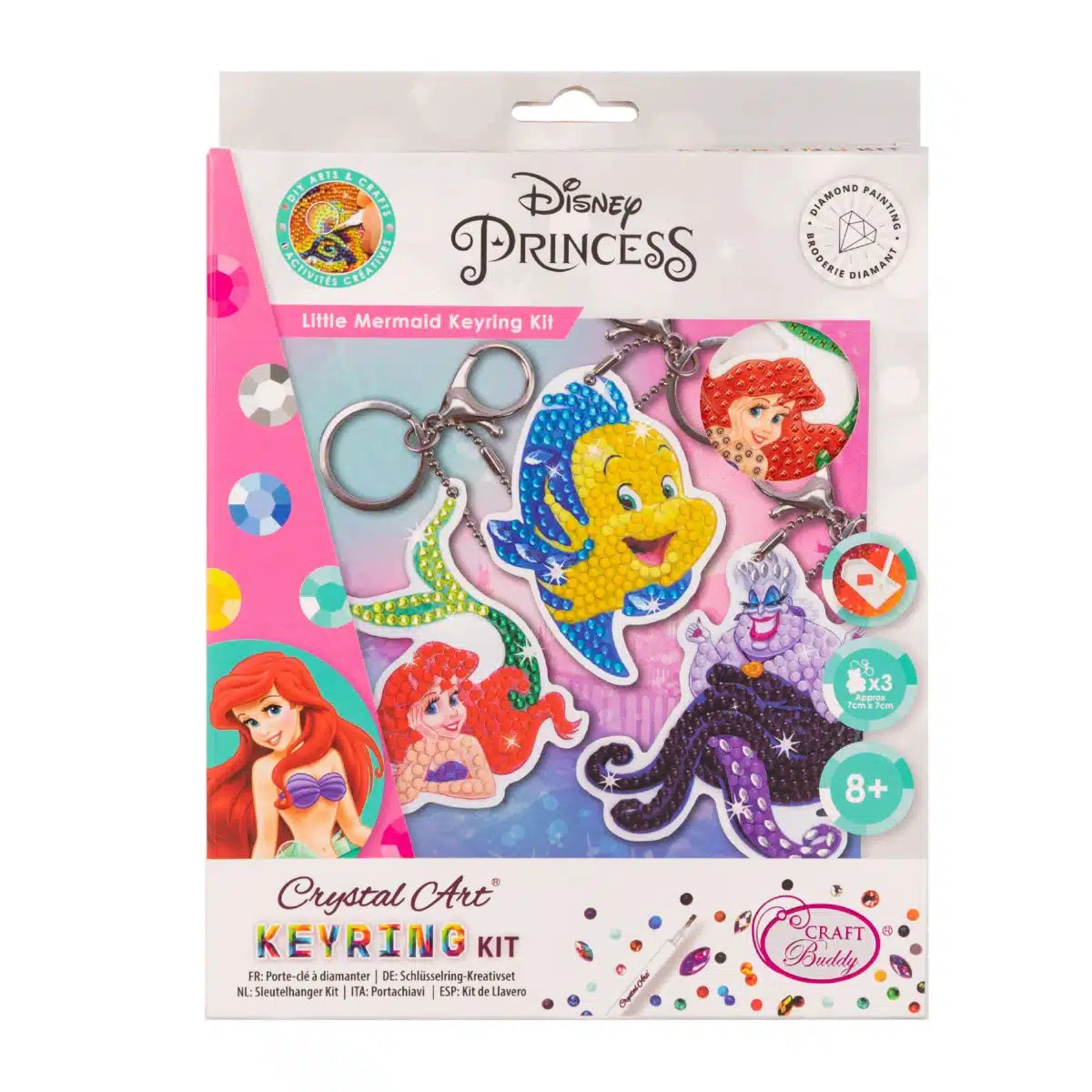 Brandunit Diamond painting - disney's little mermaid sleutelhangers