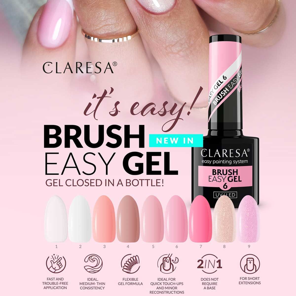 Claresa brush easy gel 9 5ml