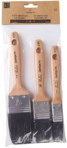 Copenhagen Pro kwastenset - platte kwast - maat 1-1,5-2 - synthetisch haar - 3-delig - fsc houten steel - 23.900.04