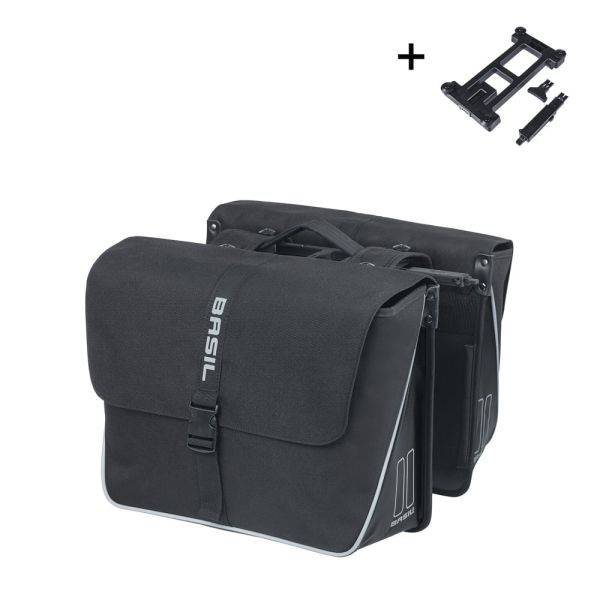 BASIL Dubble fietstas forte mik 35 liter 15 x 38 x 30 cm - zwart
