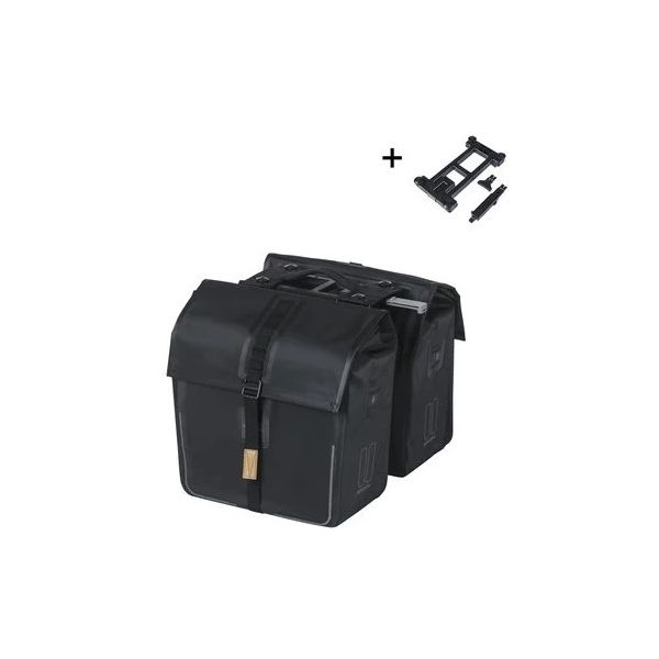 BASIL Tas urban dry mik 2.0 dubbel matzwart | 50l